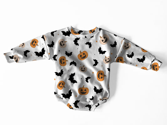 PREORDER Bats and Pumpkins Sweater Romper