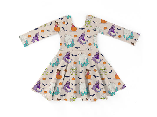 PREORDER Monster Halloween Long Sleeve Dress (Exclusive Print)