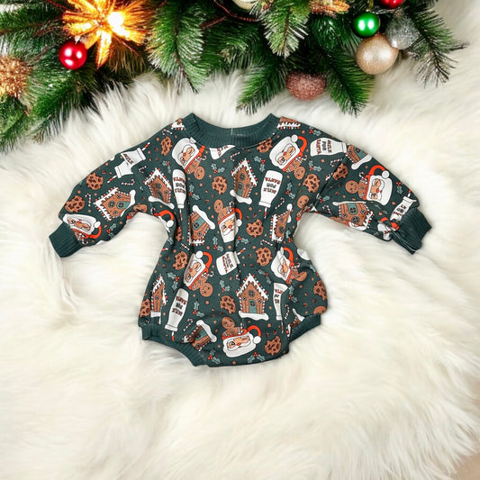 Santa Mugs Sweater Romper