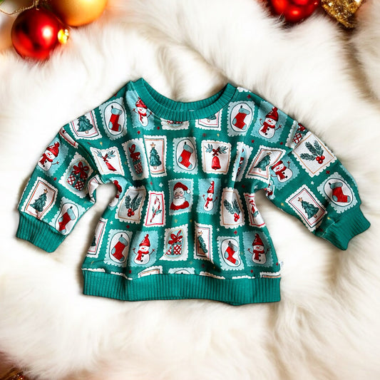 Christmas Stamps Oversized Crewneck