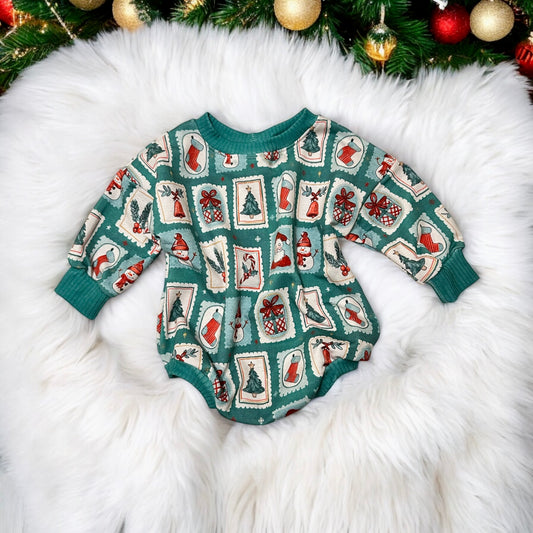 Christmas Stamps Sweater Romper